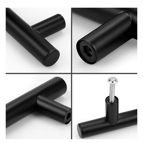 Probrico 10 Pack Flat Black Modern Cabinet Handles, Drawers T Bar, Dresser Pulls - Picture 5 of 8
